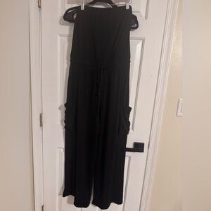 Causal Black Jumpsuit with Cargo Pockets